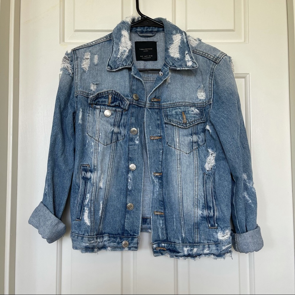 Zara Ripped Denim Jacket
